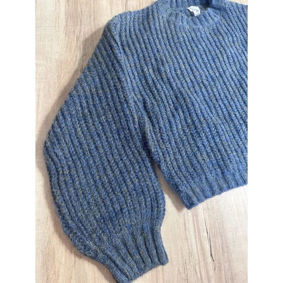 SADIE & Sage blue thick knit balloon sleeve mock neck sweater - Picture 3 of 6